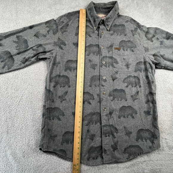 Woolrich Mens Flannel Shirt Large Grey Bear Eagle Print Cotton Button Outdoor - Picture 5 of 10